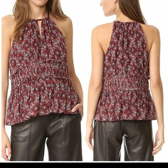 cinq a sept Tops - Cinq à Sept Lotus Silk Print Halter Top